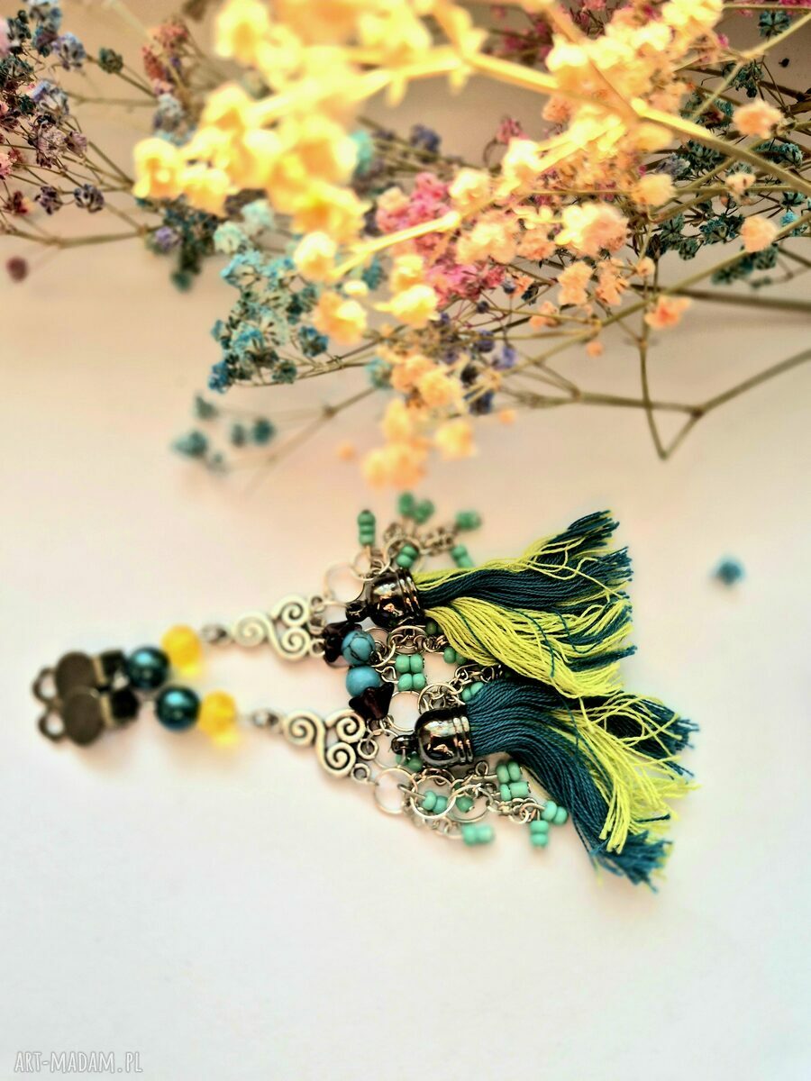 Ręcznie robione klipsy boho frędzle etno Boho Box X1