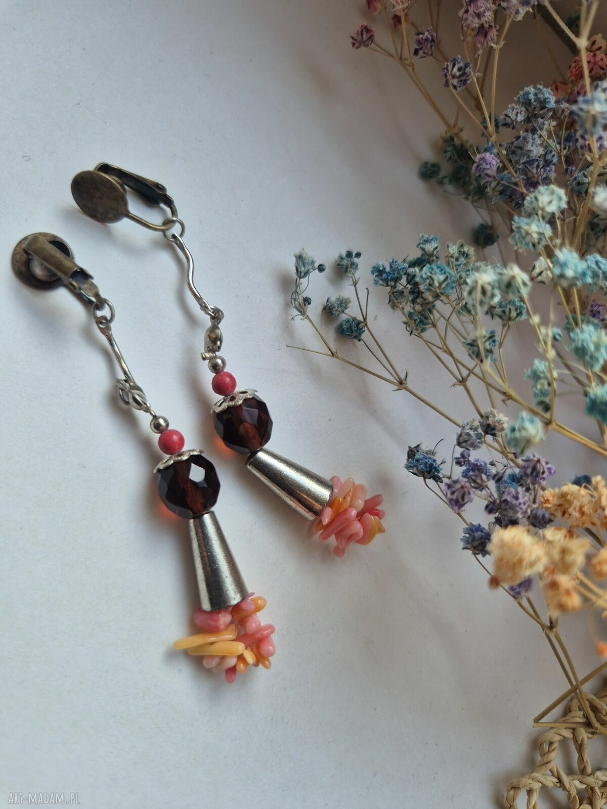 Klipsy Boho z Minerałami Box X1 - handmade na klipsach