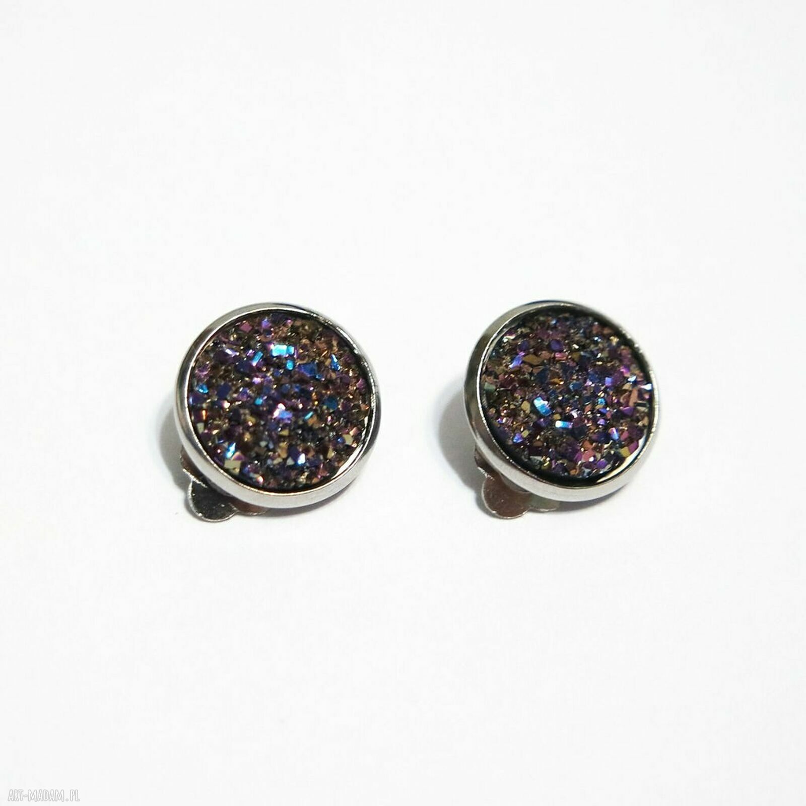 Wielokolorowe klipsy druzy handmade