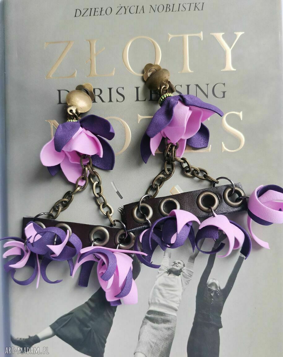 Klipsy frędzle etno boho folk box z kwiatami
