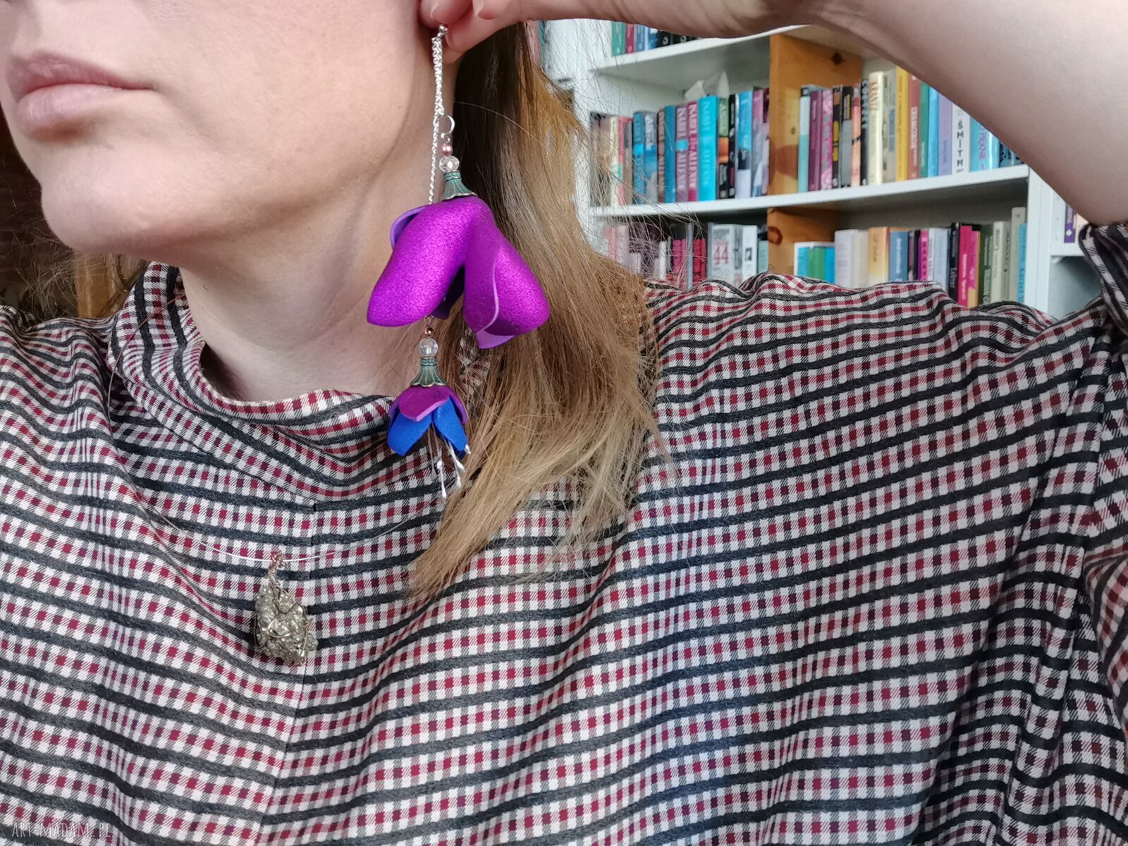 Klipsy kwiaty lekkie i długie - boho Frida i etno na klipsach