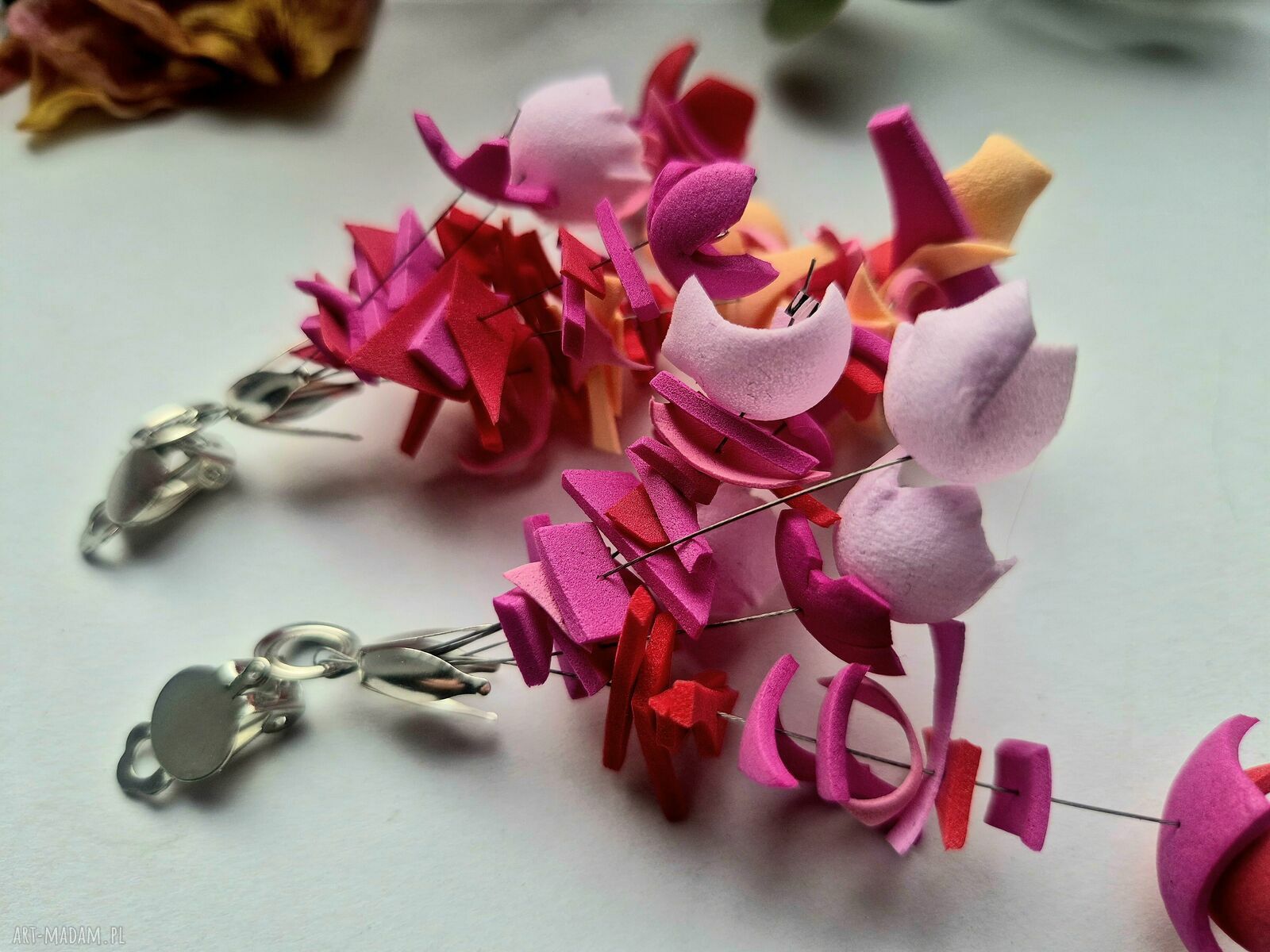 Klipsy leciutkie kolorowe kwiaty - handmade