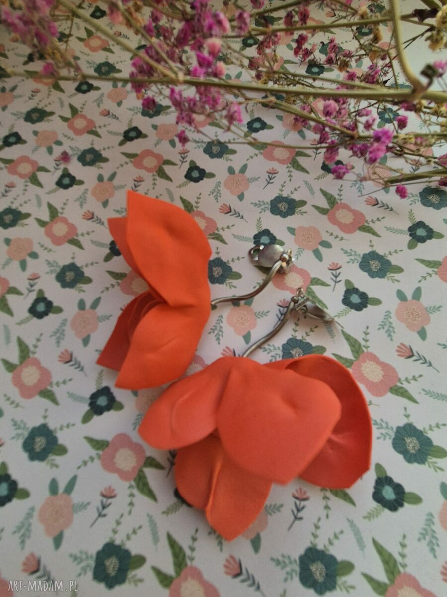 Klipsy Maki - leciutkie i długie w stylu etno boho Frida, Ruda Klara