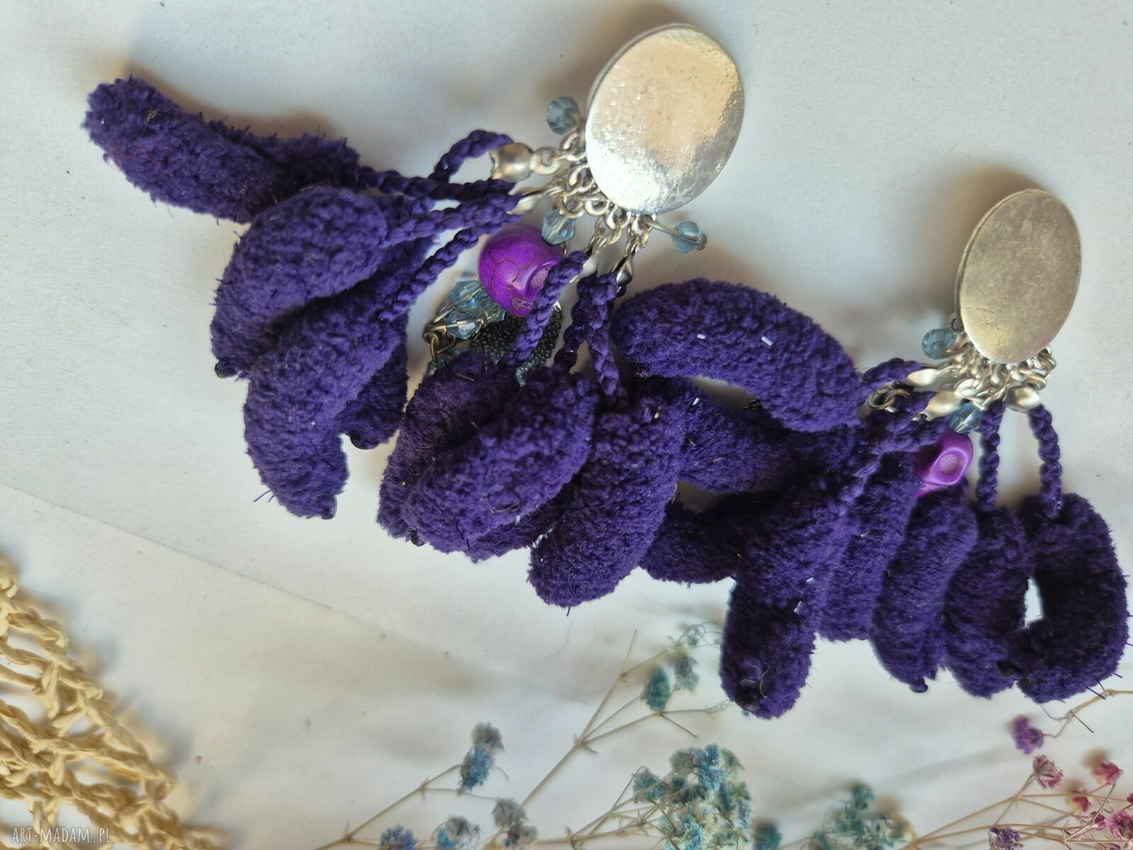 Klipsy pompony lekkie w stylu etno-folk - Box X1
