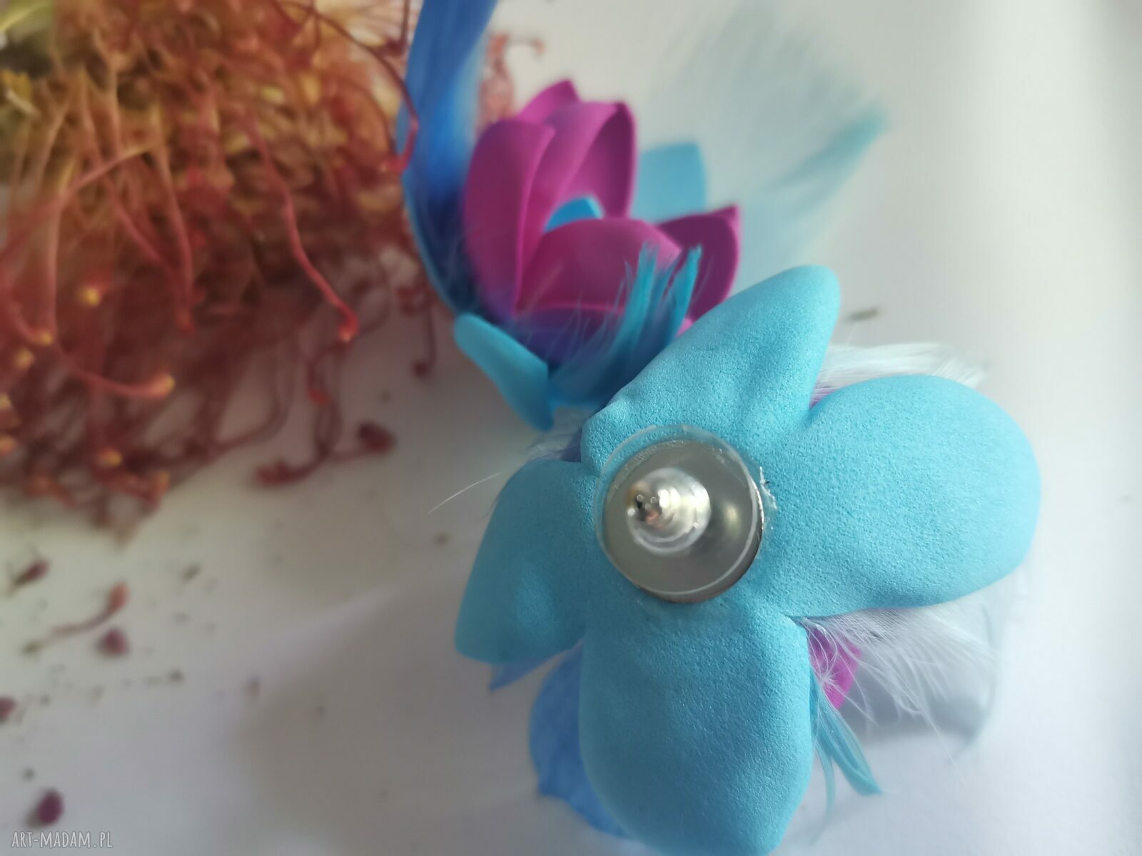 Lekkie klipsy wkrętki w kwiaty boho - polecam, Ruda Klara
