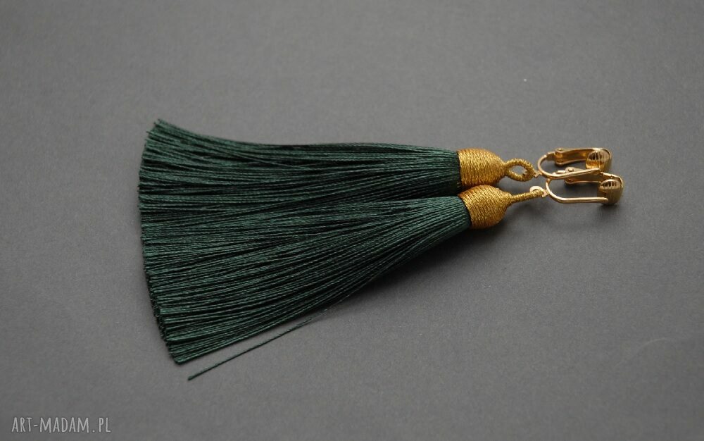 Klipsy z chwostami - boho handmade, ok. 8 cm, wygodne na każdą okazję
