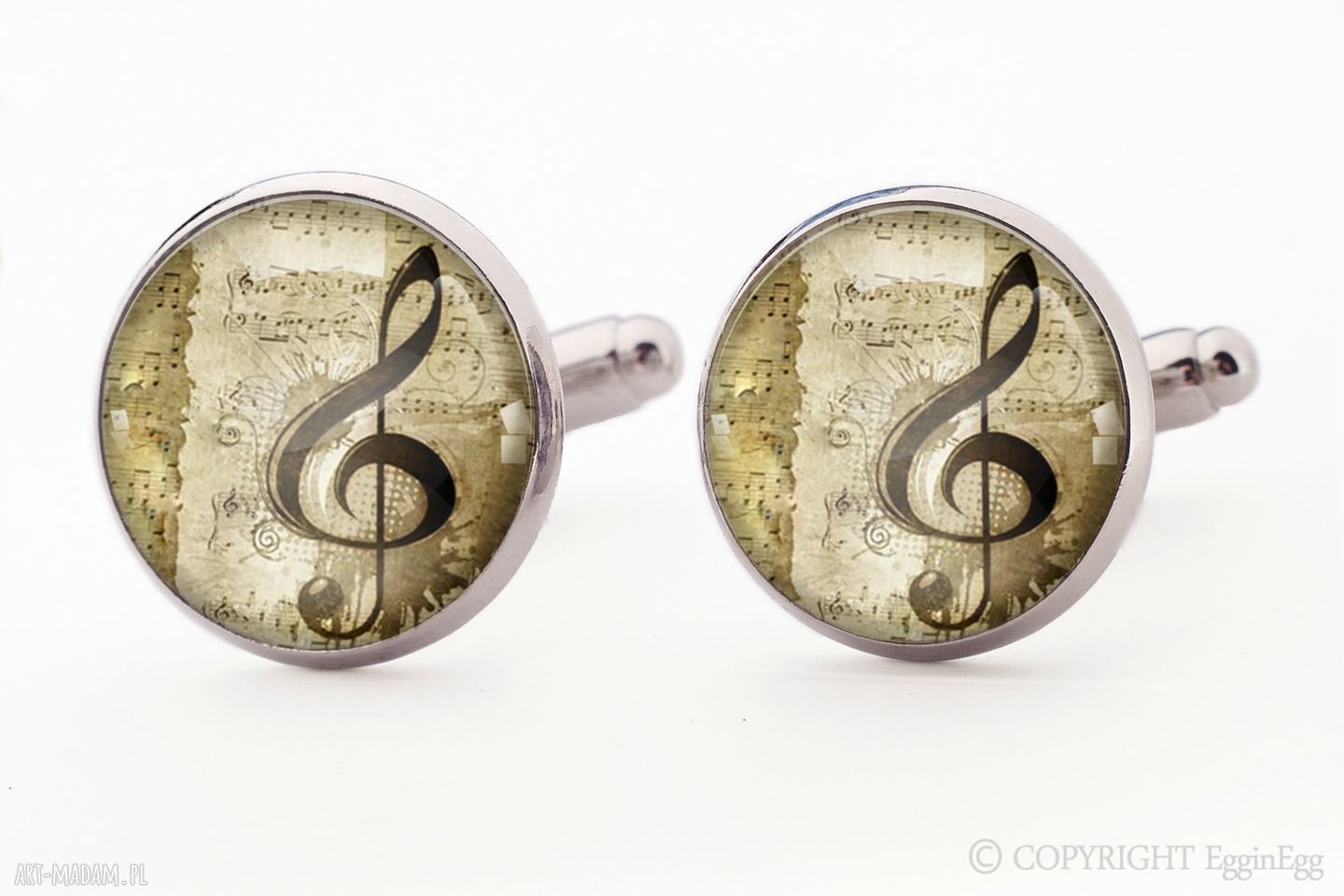 Klucz wiolinowy spinki mankietów koszuli muzyczne ręcznie robione