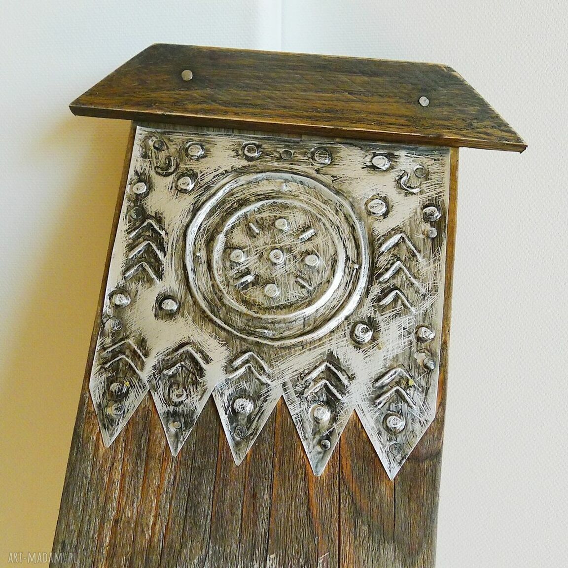 Klucznik /1/ - obraz malowany na starej desce z drewna, dekoracja handmade