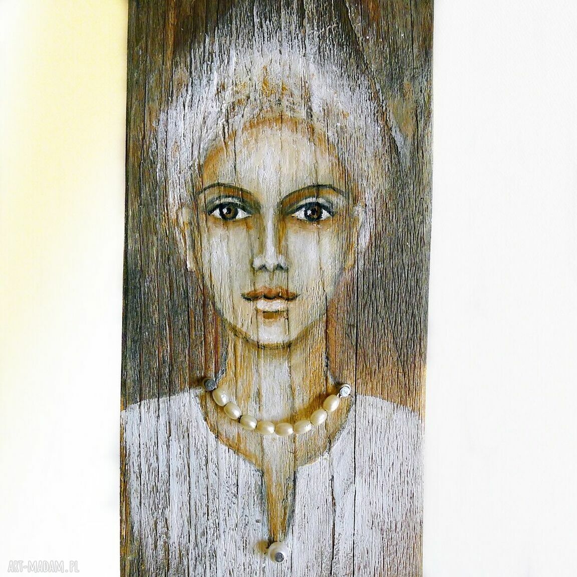 Klucznik /1/ - obraz malowany na starej desce z drewna, dekoracja handmade