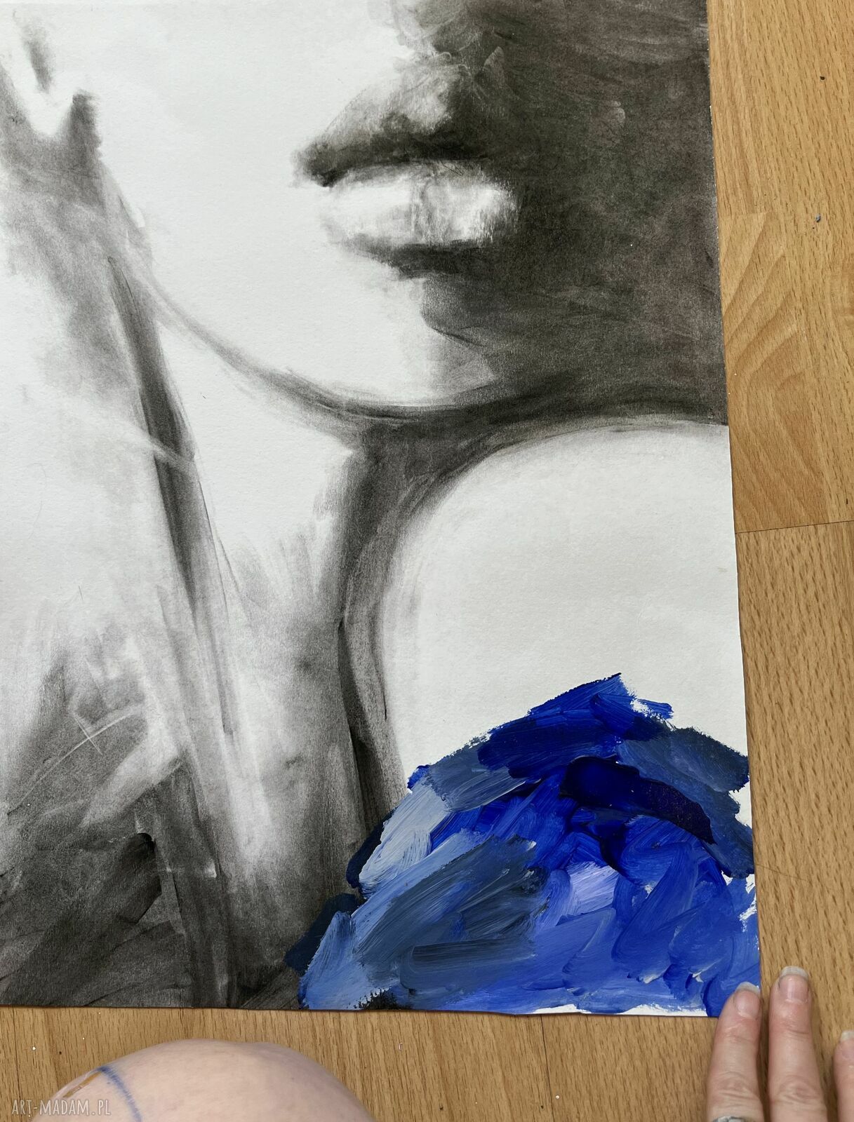 Kobaltowa - grafika Face 50x70 (ręcznie wzbogacana kobaltem)
