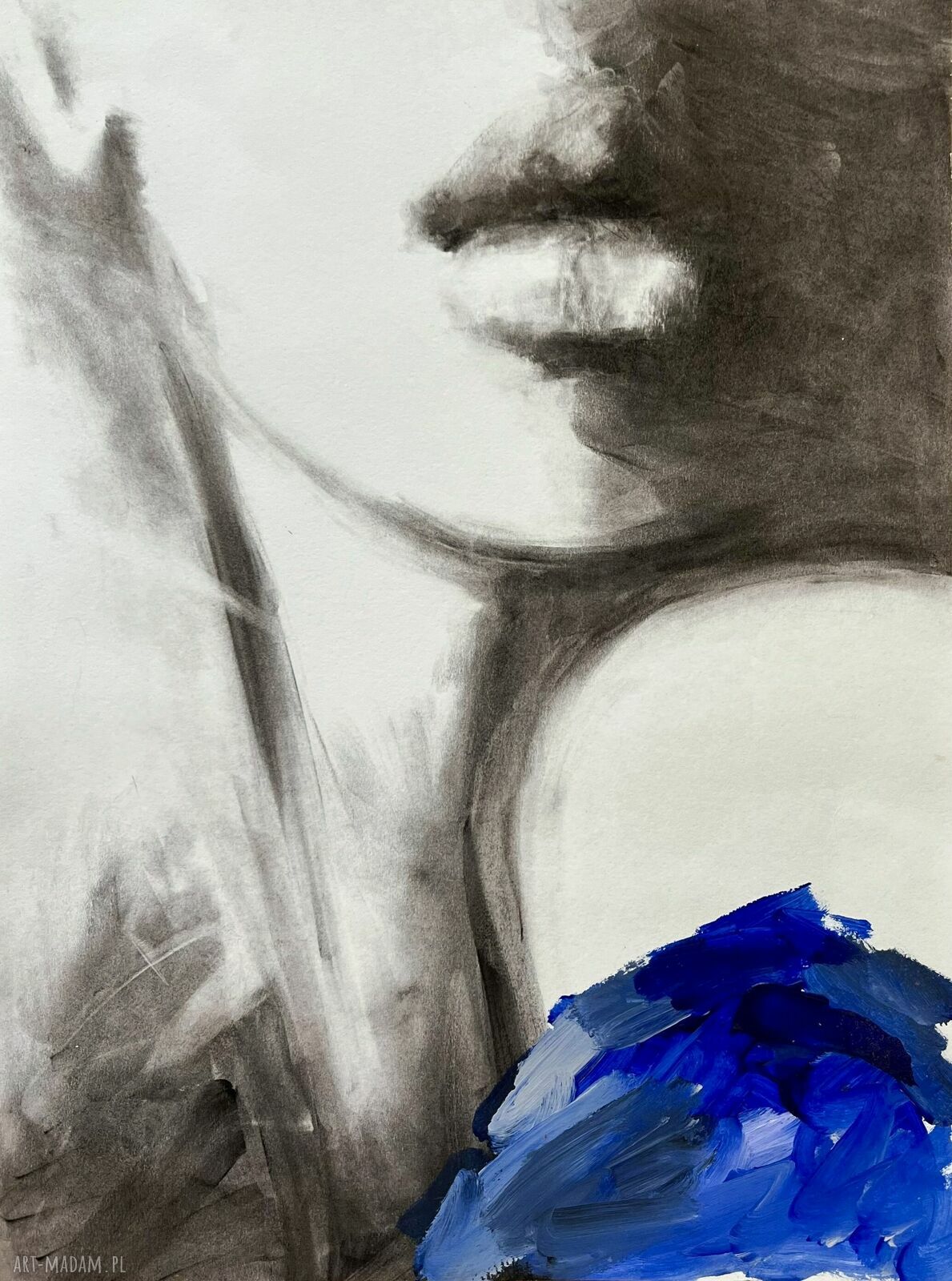 Kobaltowa - grafika Face 50x70 (ręcznie wzbogacana kobaltem)