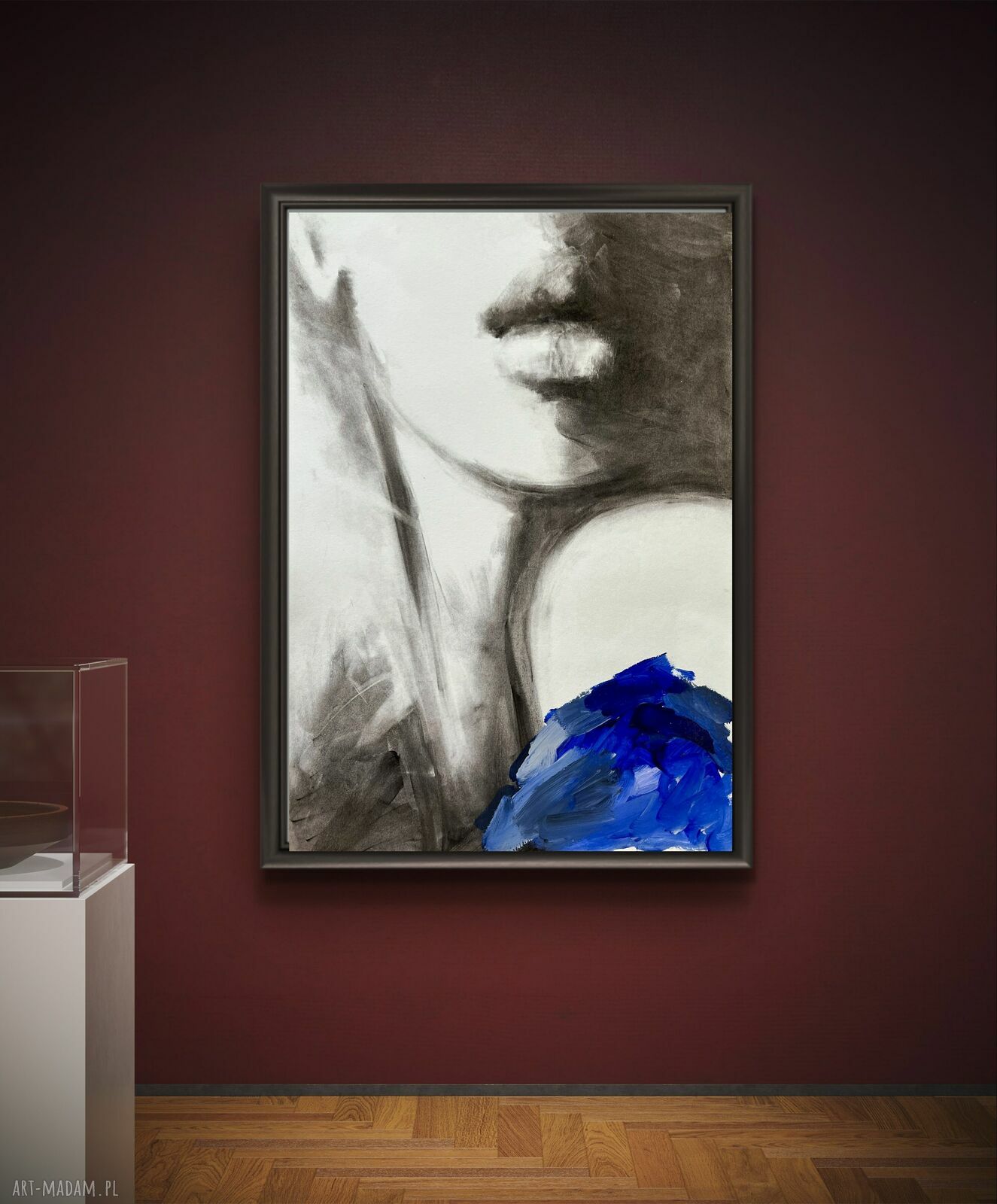 Kobaltowa - grafika Face 50x70 ręcznie wzbogacana kobaltem