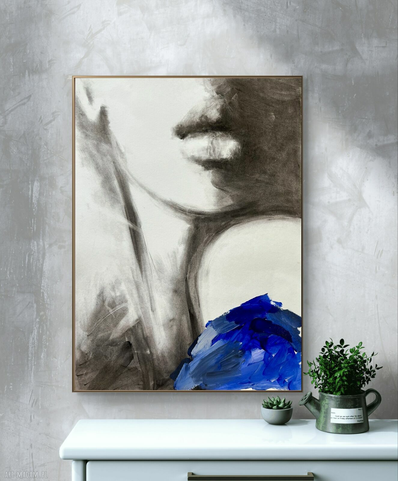 Kobaltowa - grafika Face 50x70 (ręcznie wzbogacana kobaltem)