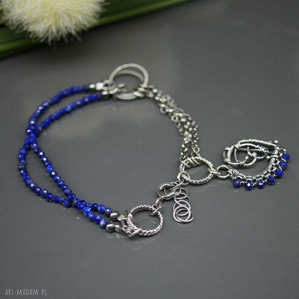 Kobaltowy lapis lazuli - bransoletka "Elhan"