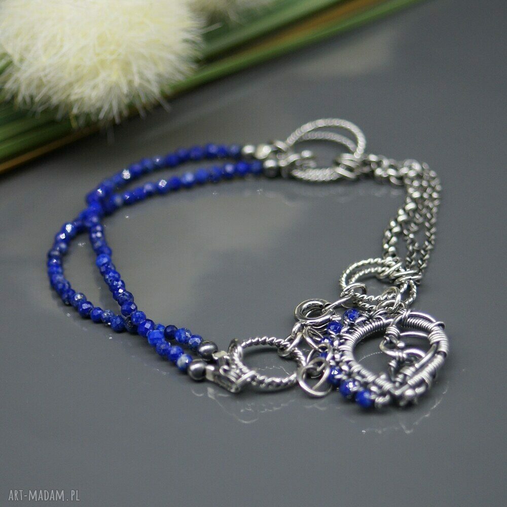 Kobaltowy lapis lazuli - bransoletka "Elhan"
