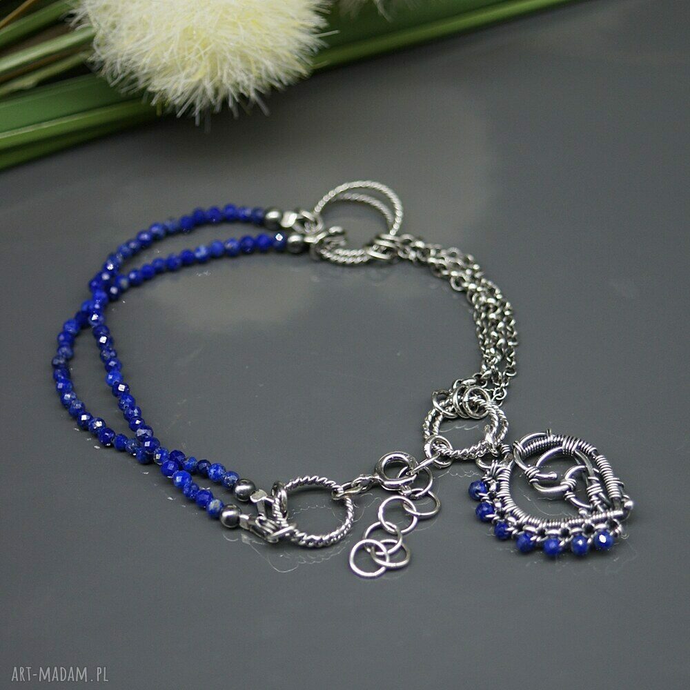 Kobaltowy lapis lazuli - bransoletka "Elhan"