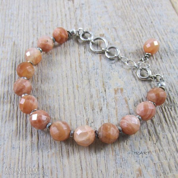 Kobieca bransoletka z kamieniem słonecznym i oksydowanym srebrem 925