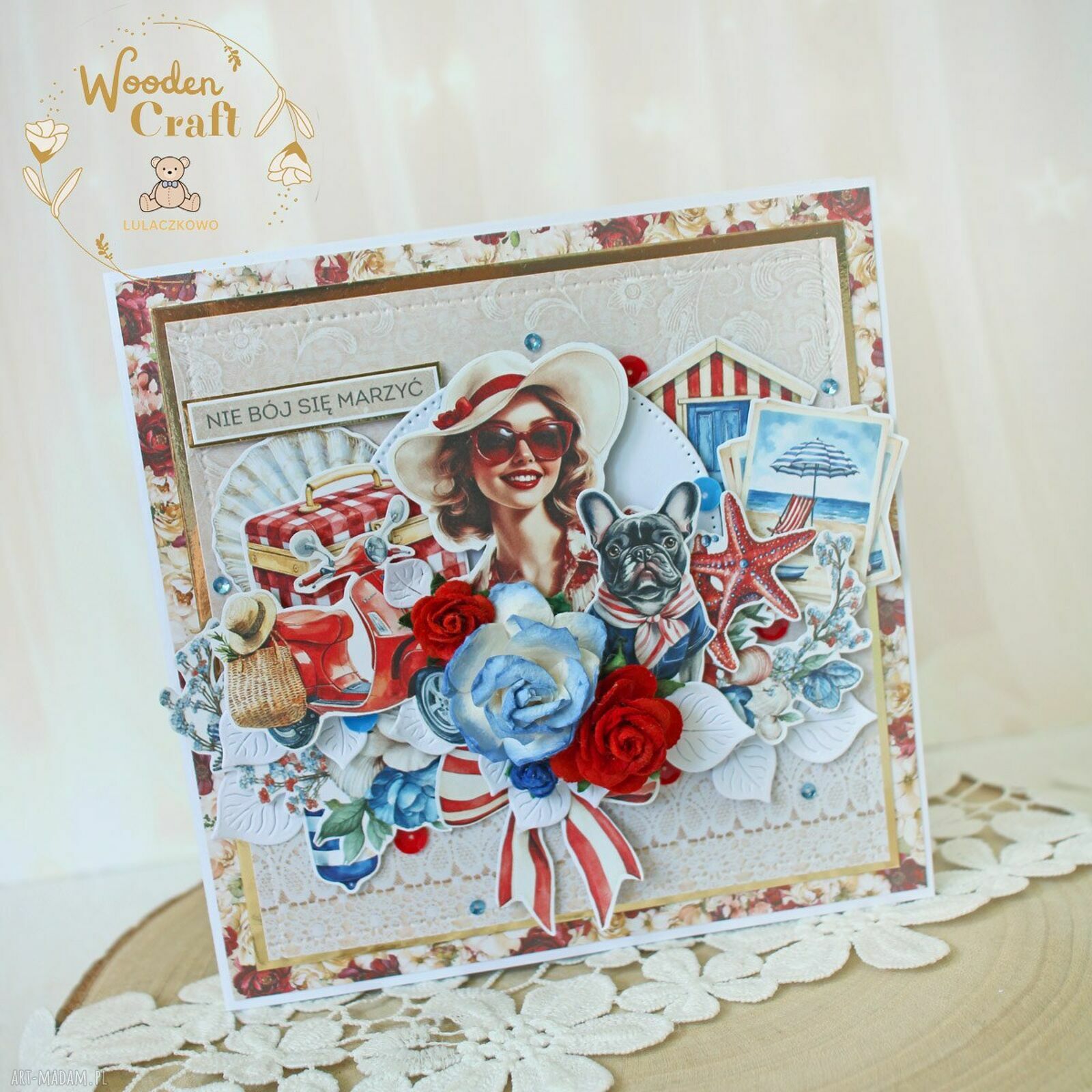 Kobieca kartka urodzinowa handmade z personalizacją