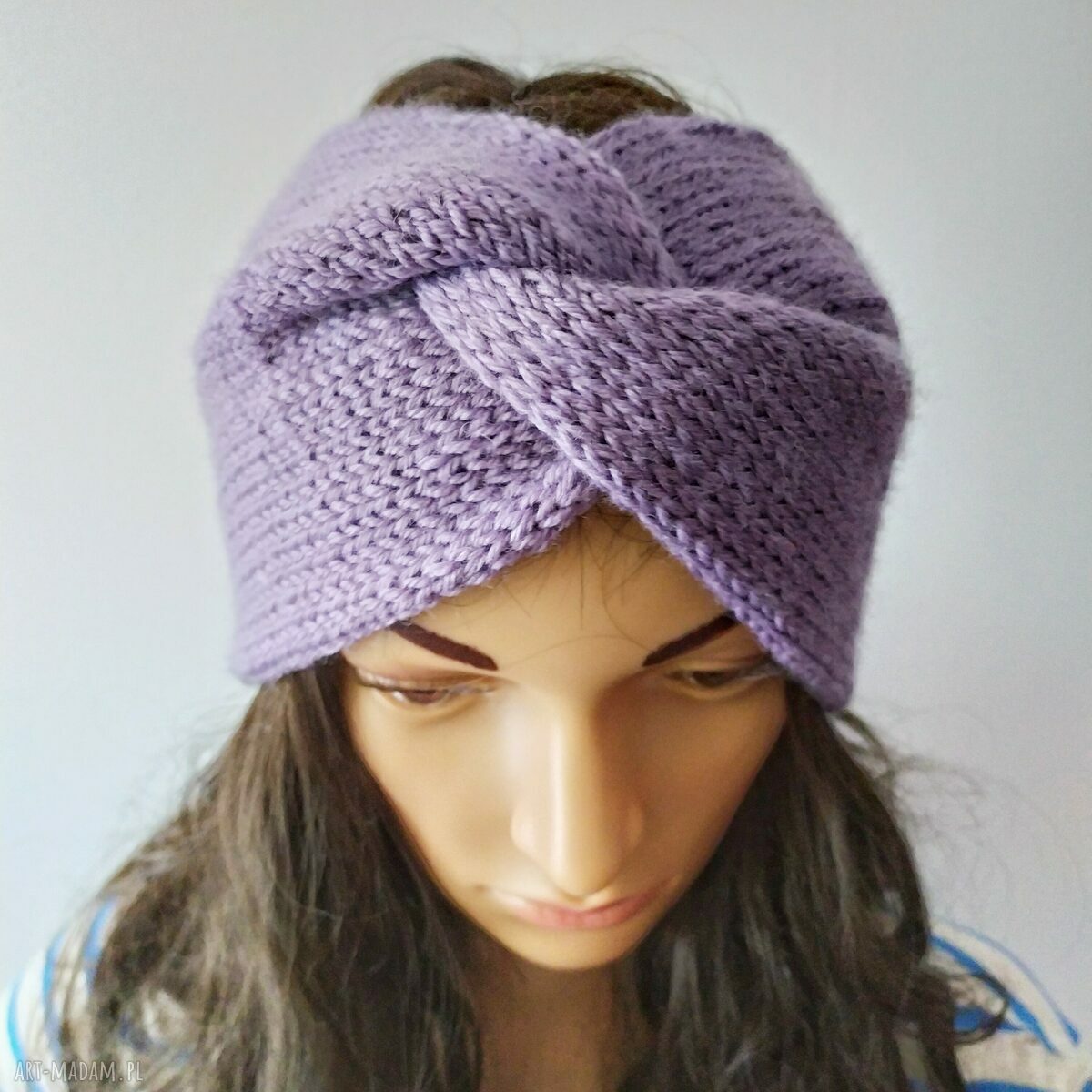 Podwójna opaska boho z alpaki - ręcznie robiona na drutach Lucky Hat