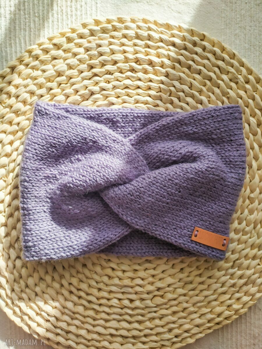 Podwójna opaska boho z alpaki - ręcznie robiona na drutach Lucky Hat