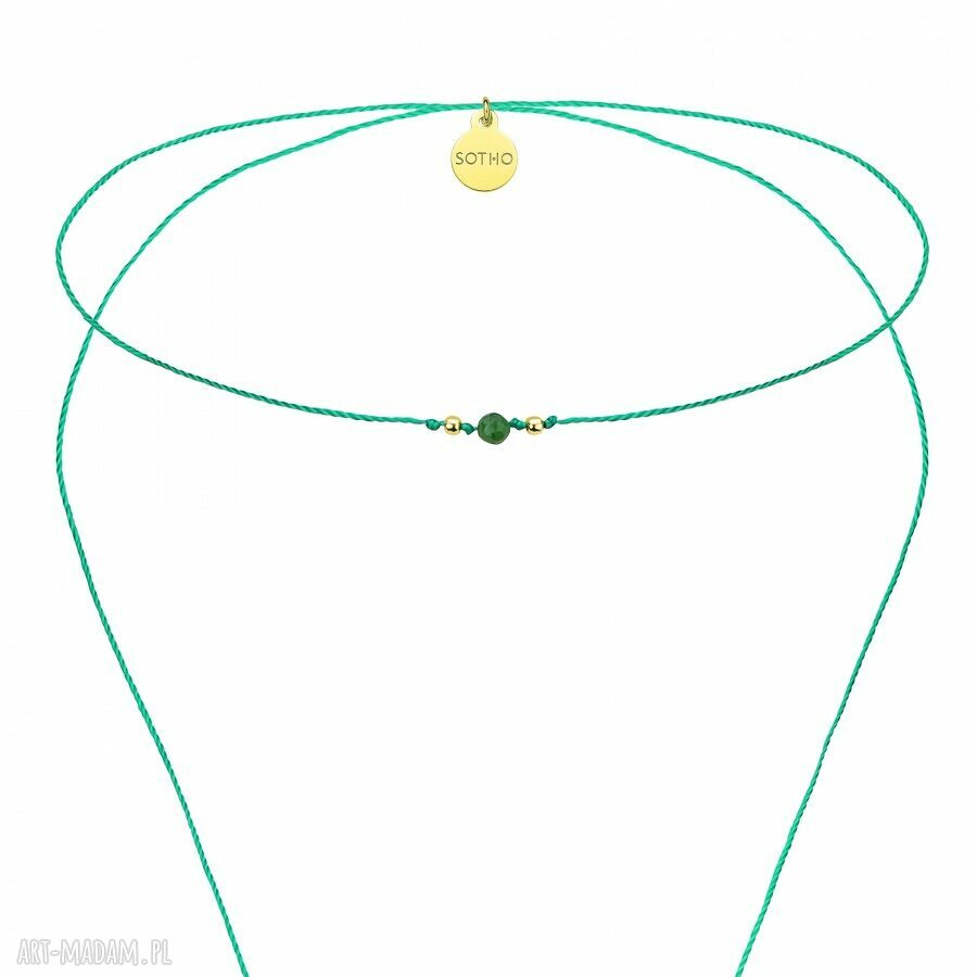 naszyjniki: DŁUGI ZIELONY CHOKER Z FASETOWANYM AGATEM I CHWOSTAMI hand made