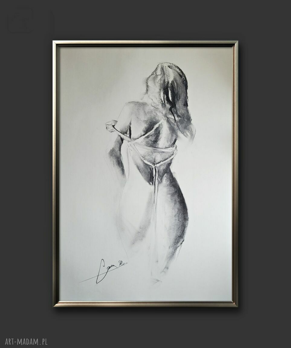 Szkic Kobiecy 100x70 - obraz z węgla na papierze Louka