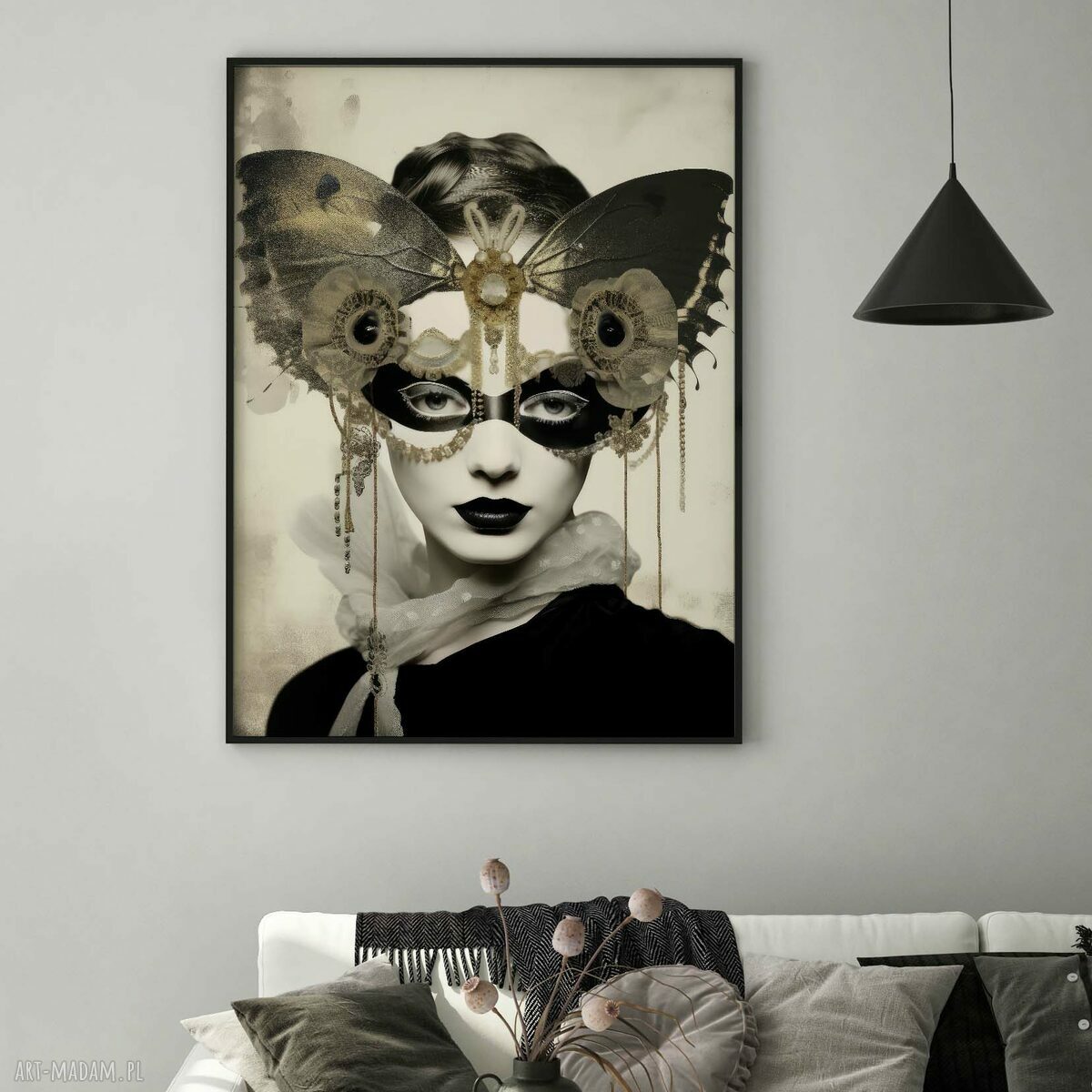 Plakat Kobieta w masce 40x50 cm - grafika na ścianę do salonu