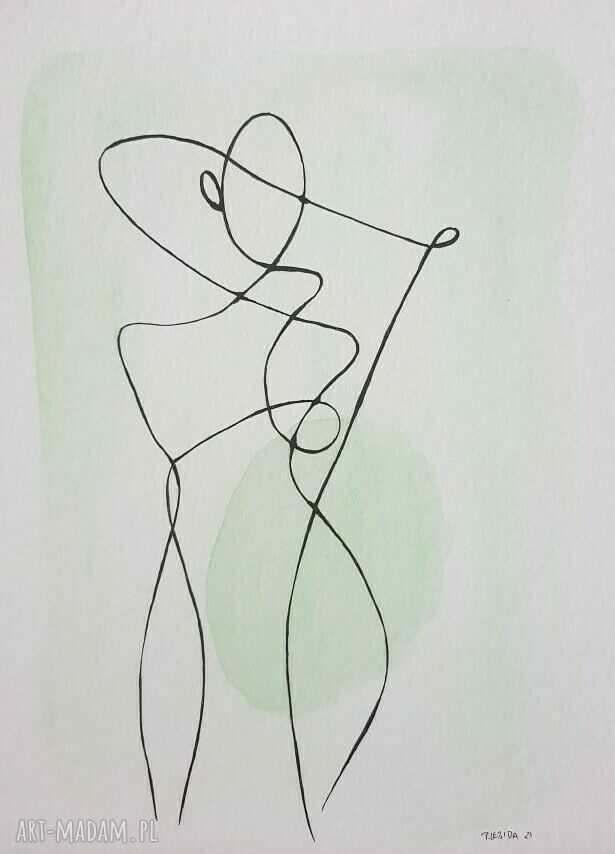 Kobieta w minimalizmie - oryginalna akwarela 24x32 cm