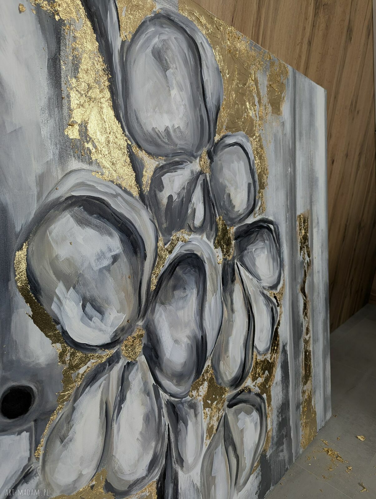 Kobiecy obraz akrylowy „Oko Duszy” 100x170 cm z płatkami złota