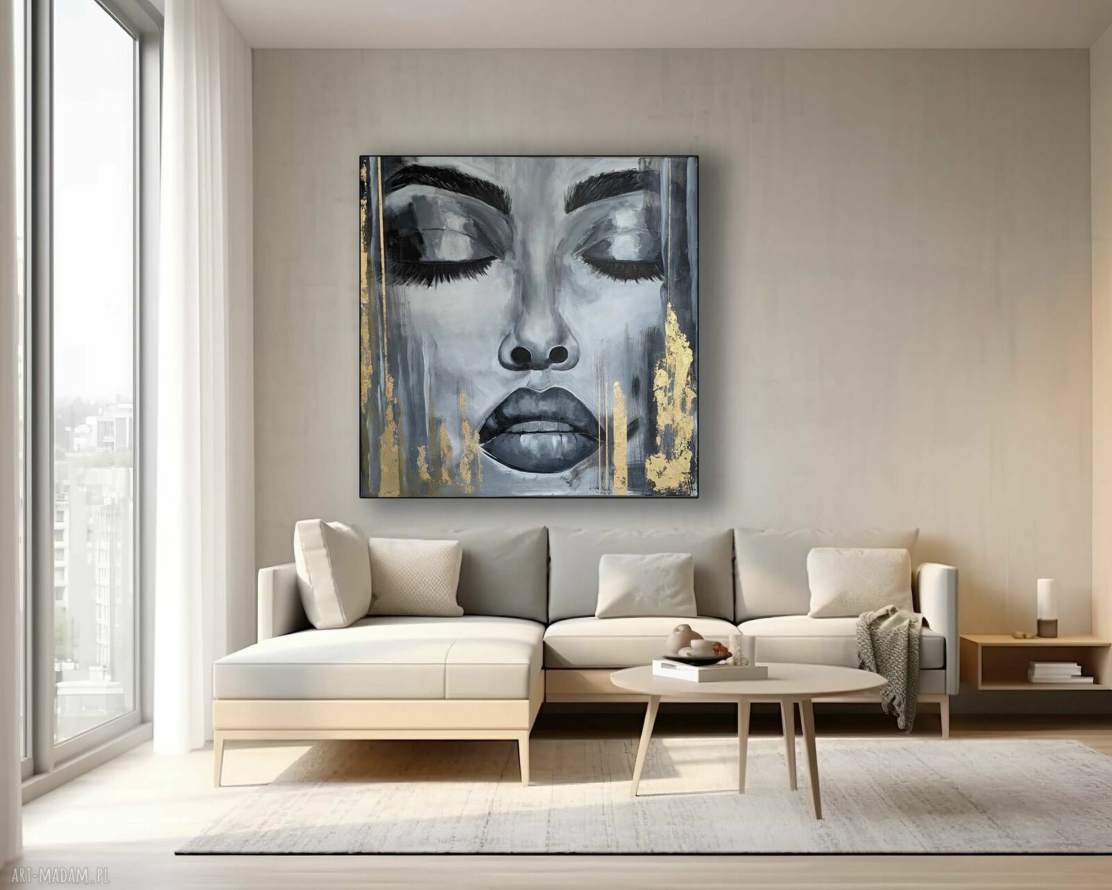 Obraz Kobieta 100x100 cm - ręcznie malowany obraz abstrakcyjny