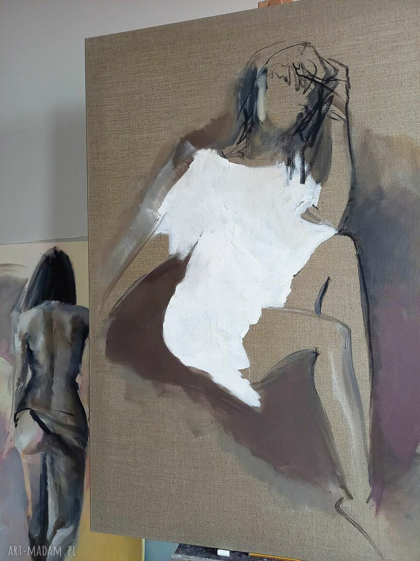 Kobieta w bieli 120x90 - obraz akrylowy na płótnie Louka