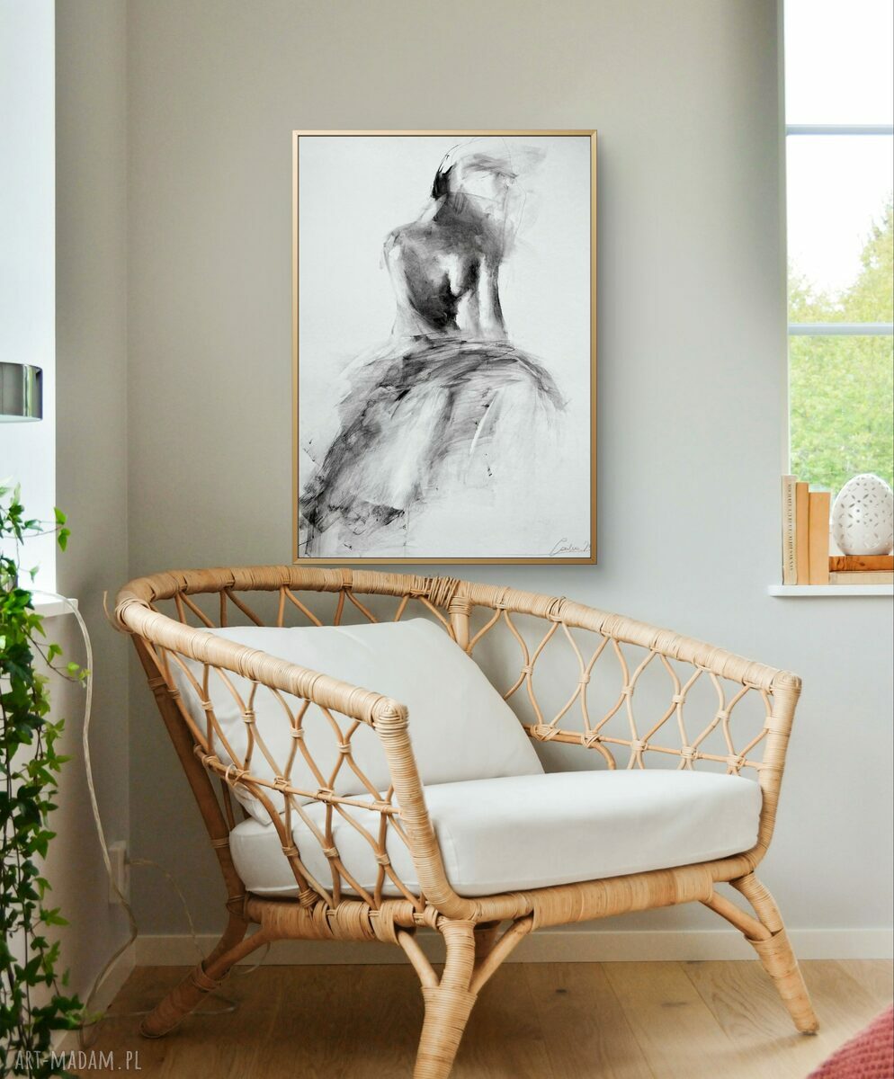 Szkic Kobiety - 50x70, czarno-biała grafika do sypialni