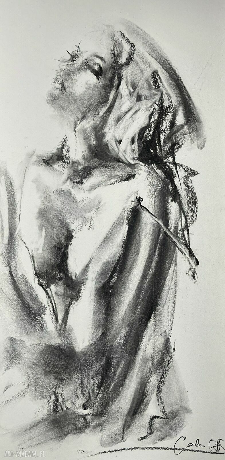 Szkic Kobiety - 70x35 cm (rysunek węglem na papierze)
