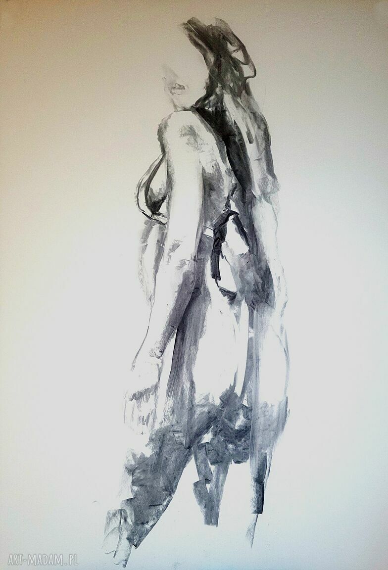 Szkic Kobiety 100x70 - autorska grafika z węgla do Twojego wnętrza