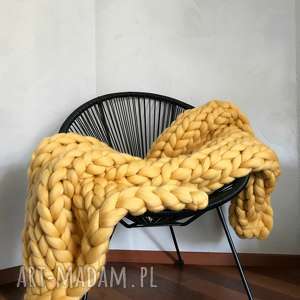 wełniany pled chunky blanket 100 wełna merynos