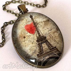 kocham paryż - owalny medalion z łańcuszkiem