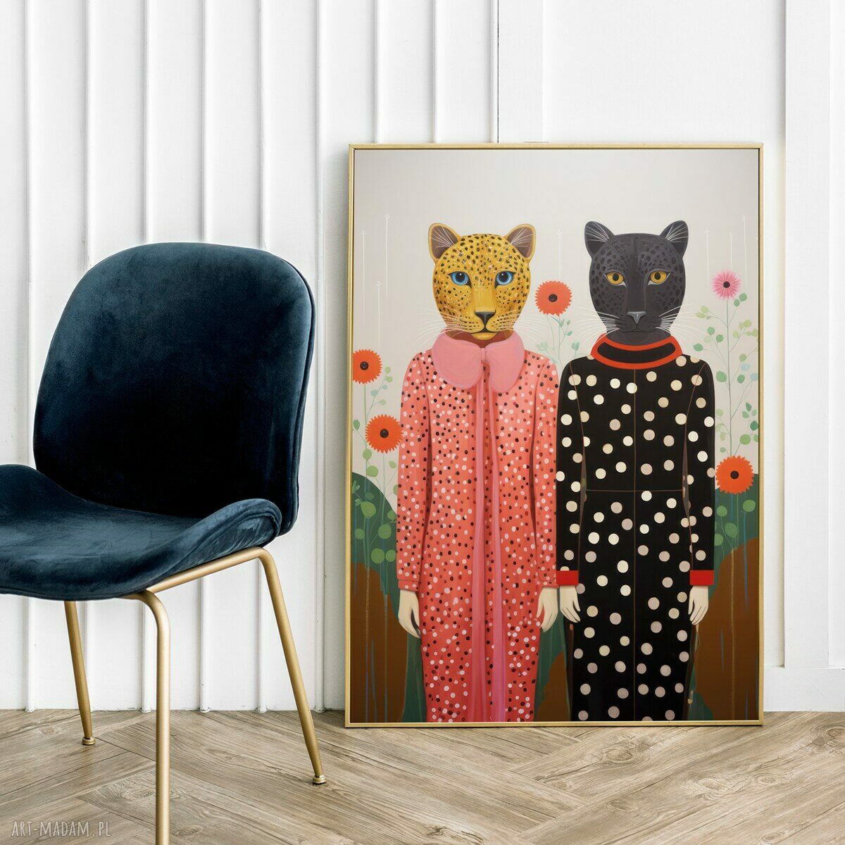 Plakat Koci duet 40x50 cm - grafika koty i zabawny klimat do Twojego wnętrza
