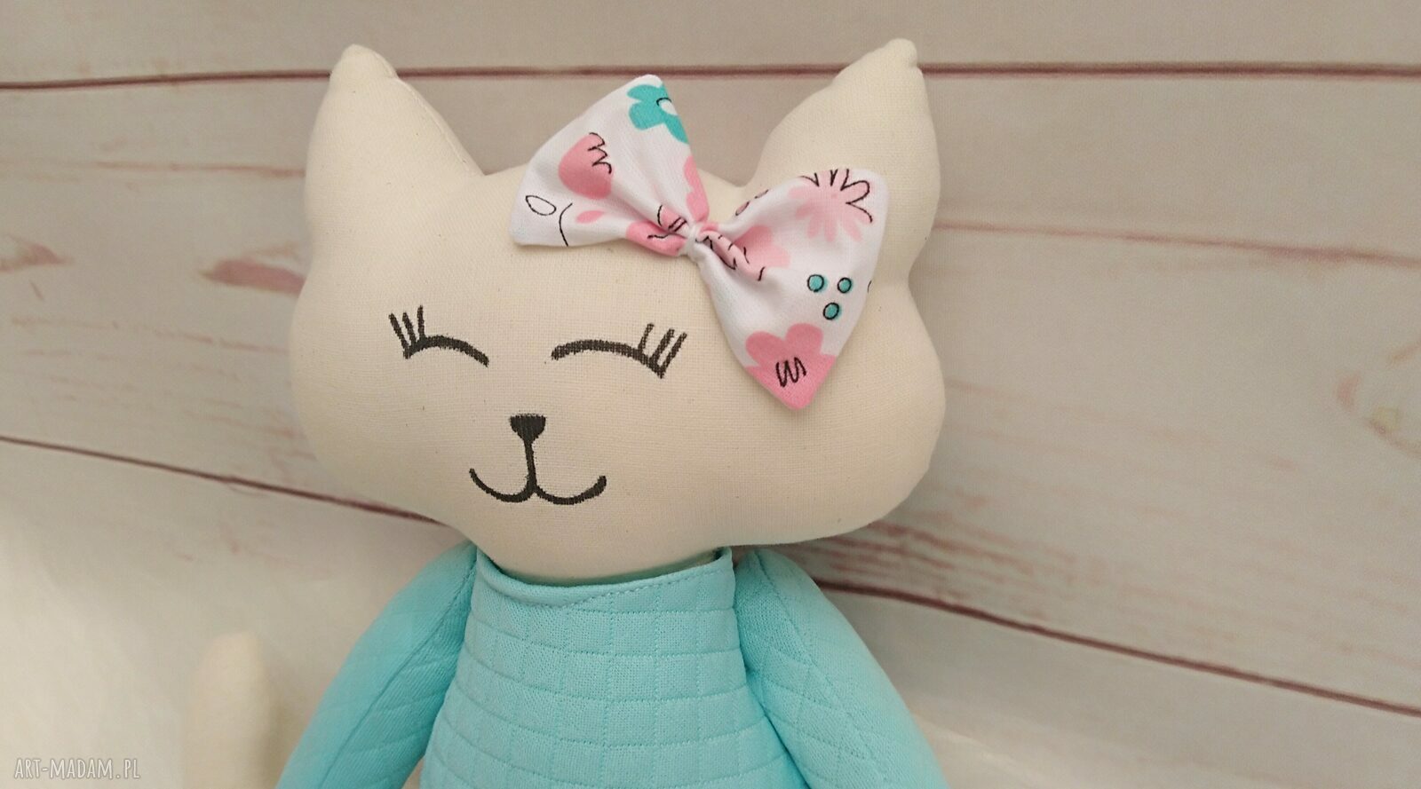 Kociak Tilda przytulanka handmade z bawełny 40 cm - gotowy prezent