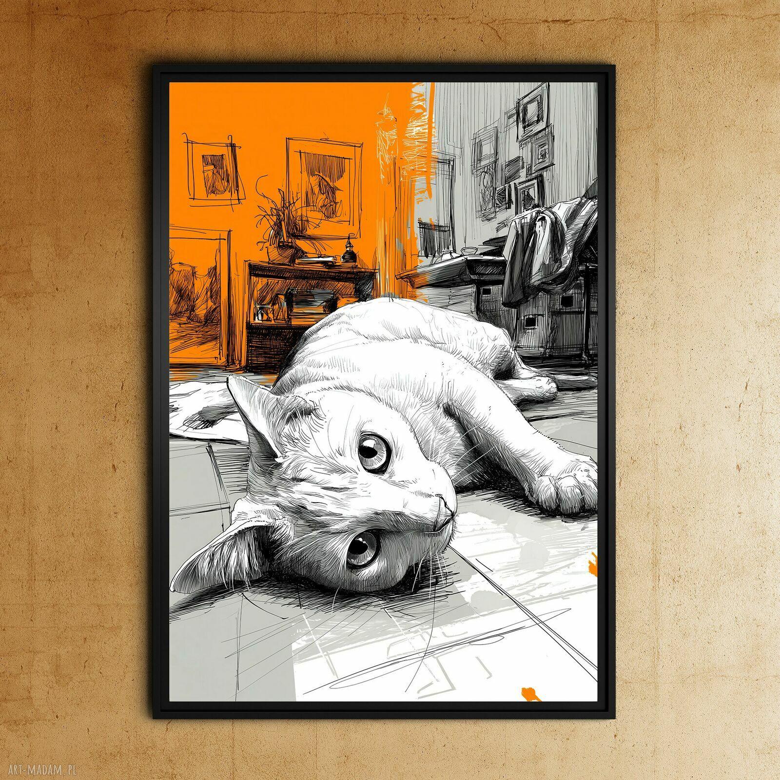 Kocie życie 1 - grafika na plakat A3 z kotem
