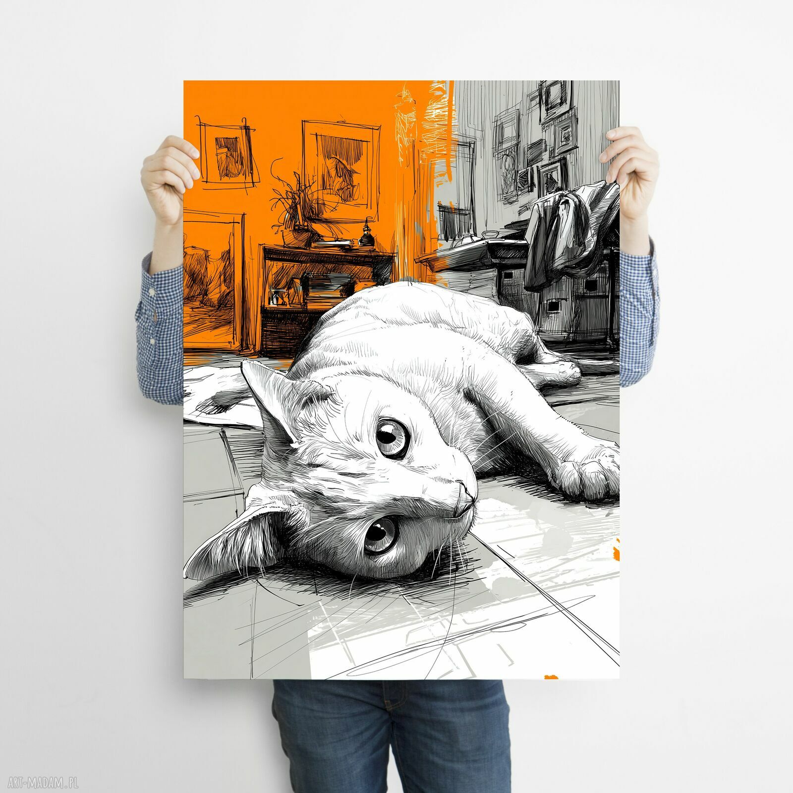 Kocie życie 1 - grafika na plakat A3 z kotem
