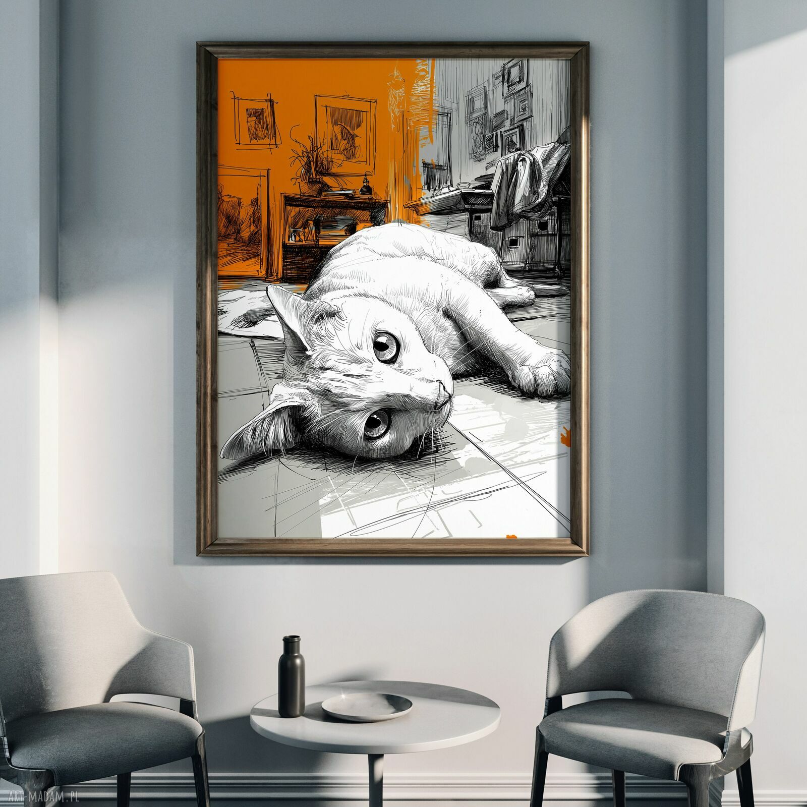 Kocie życie 1 - grafika na plakat A3 z kotem