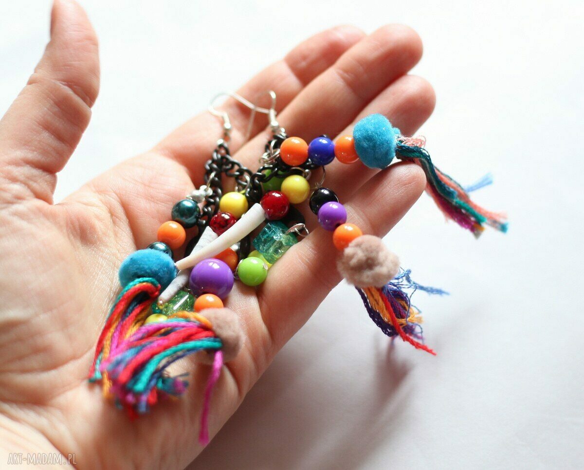 Kolczyki długie handmade "kocur ledwo dyszy przez te gibkie myszy W1"
