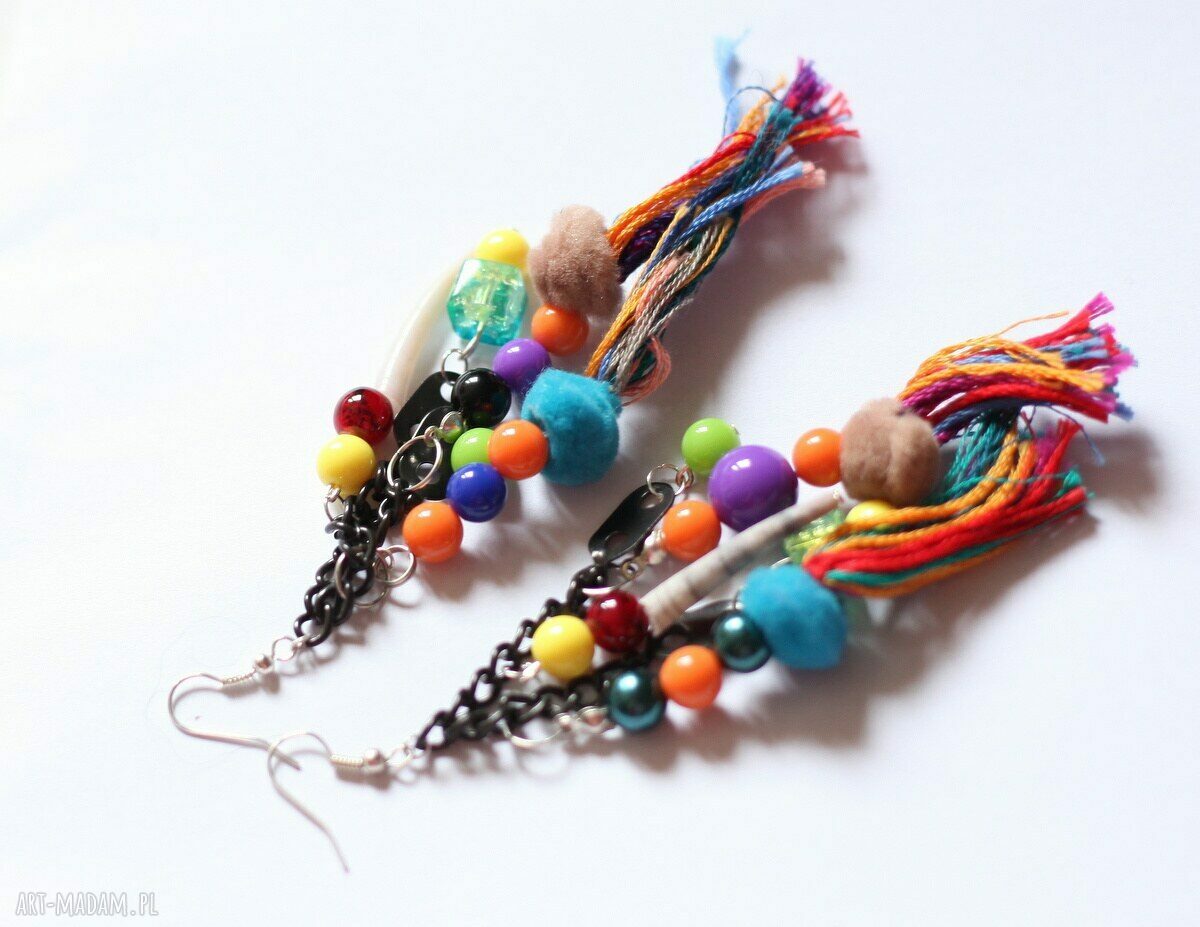 Kolczyki długie handmade "kocur ledwo dyszy przez te gibkie myszy W1"