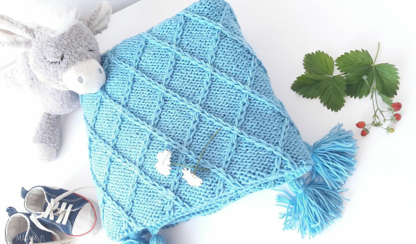 Kocyk Amiś Blue dla alergika - Amicor Baby Yarn, 100x75 cm