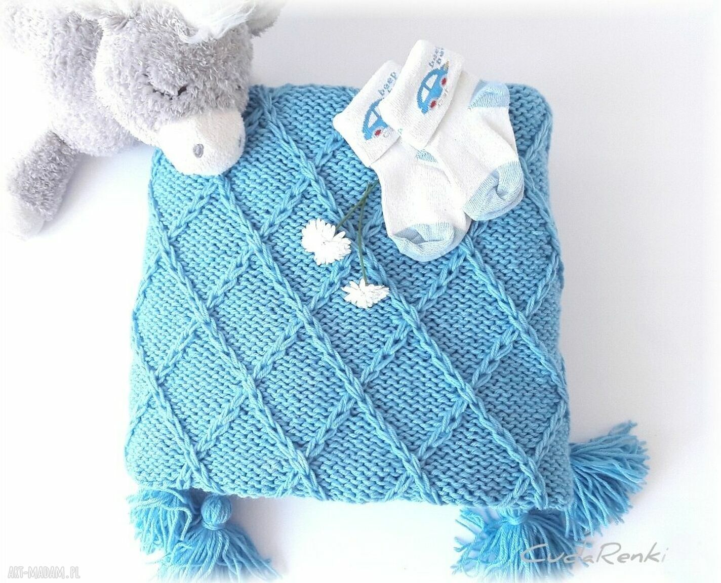 Kocyk Amiś Blue dla alergika - Amicor Baby Yarn, 100x75 cm