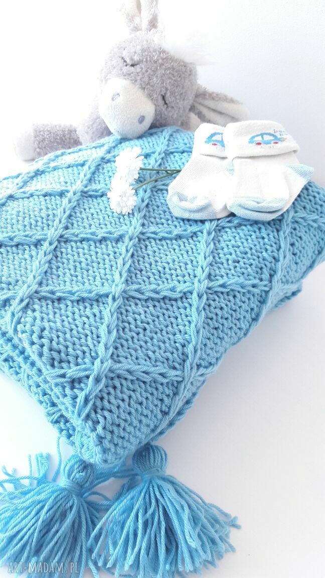 Kocyk Amiś Blue dla alergika - Amicor Baby Yarn, 100x75 cm