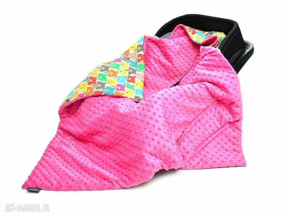 Kocyk fotelika kolorowe misie amarant fotelik nosidełko