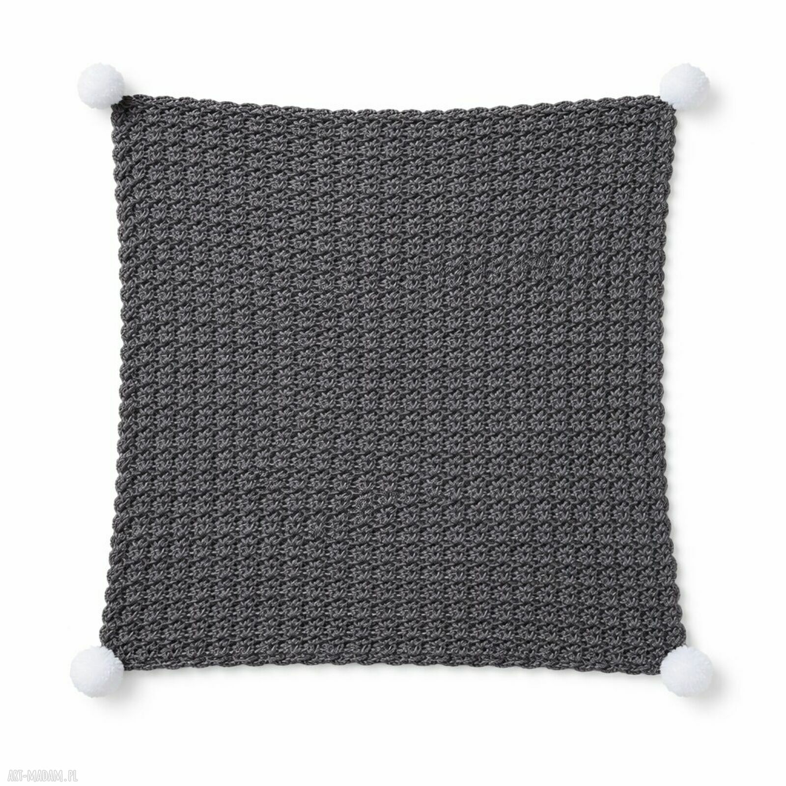 Kocyk dziecięcy Coco z pomponami 63x70 handmade - do wózka i łóżeczka