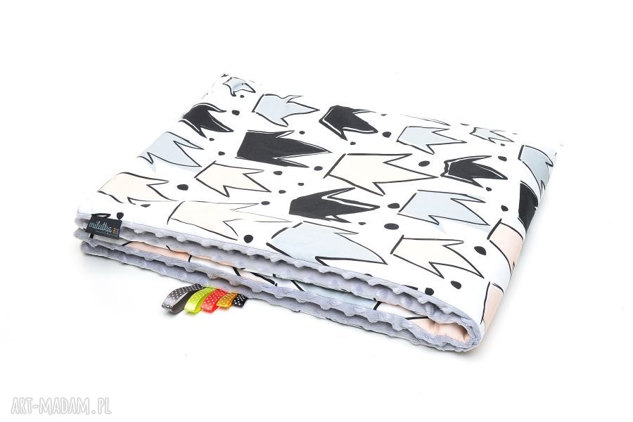 Kocyk koŁderka 75x100 minky bawełna korony szary pościel