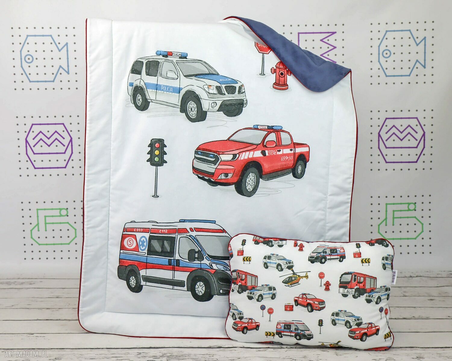 Kocyk Minky 75x100 Emergency z haftem imienia dla chłopca